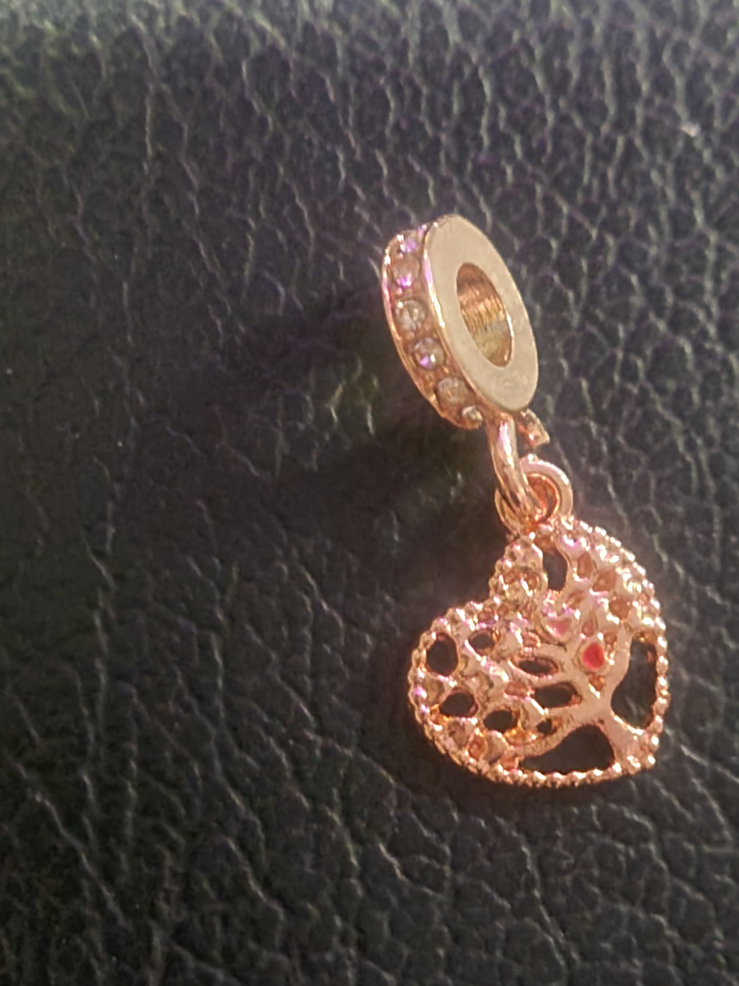 Rose gold family tree charm