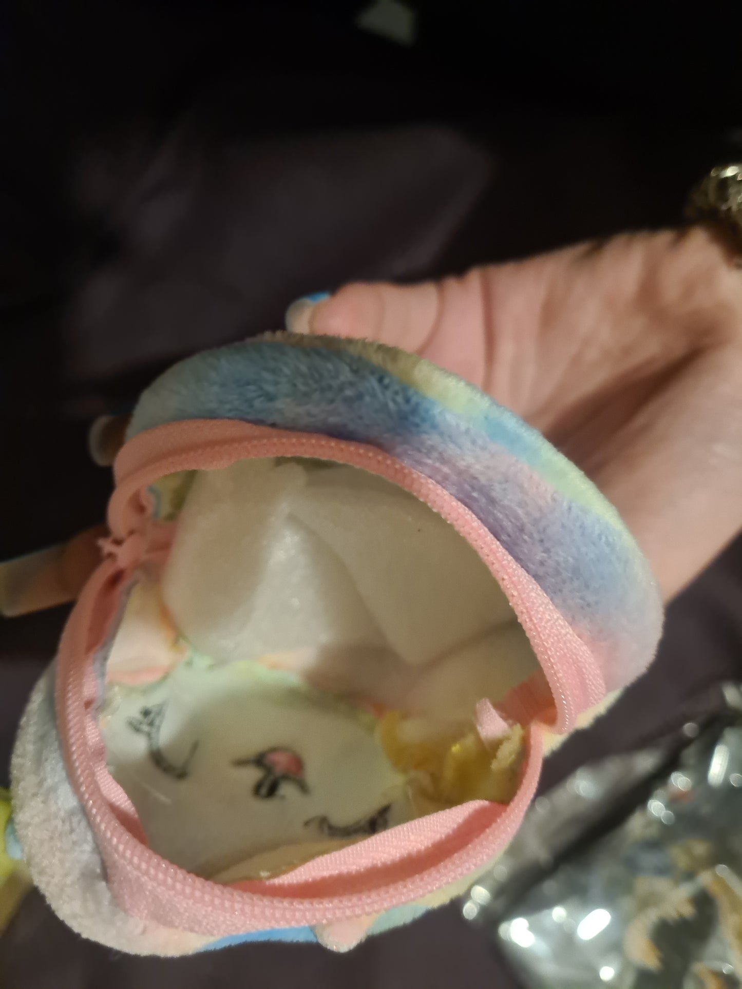 Plush tie dye kids cat purse