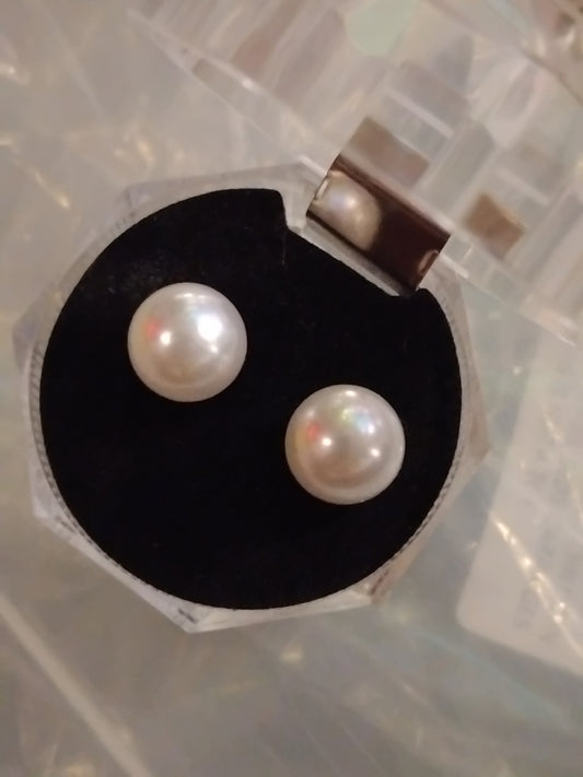 Faux pearl ball earrings
