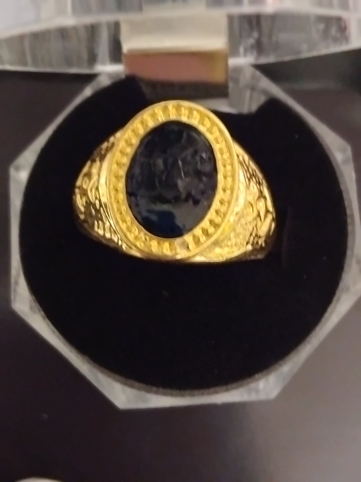 Black and gold centre peace signit rings