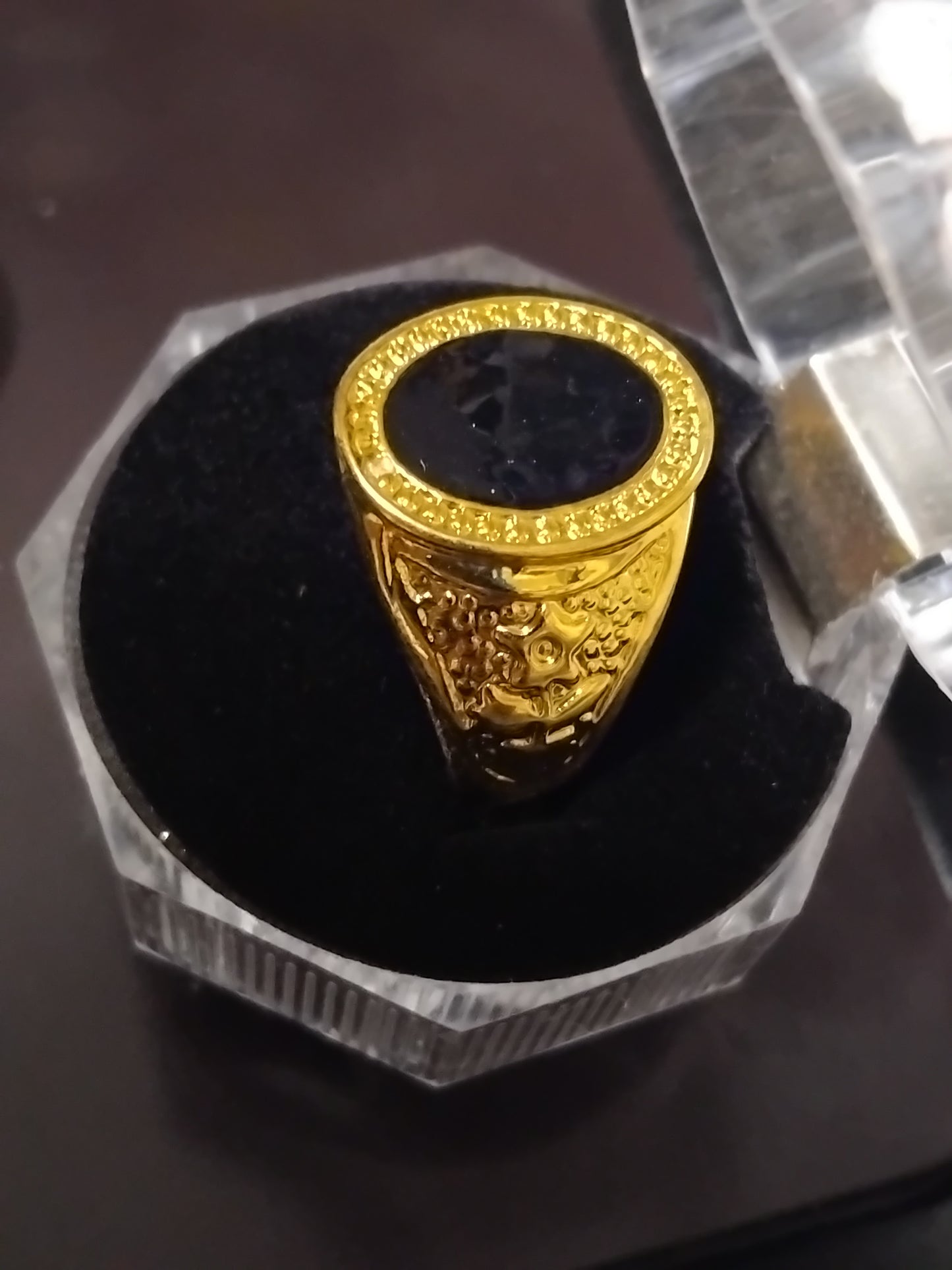 Black and gold centre peace signit rings