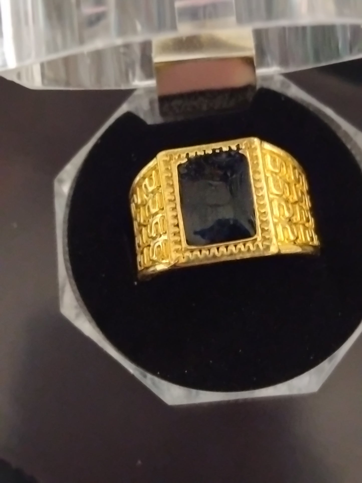 Black and gold centre peace signit rings