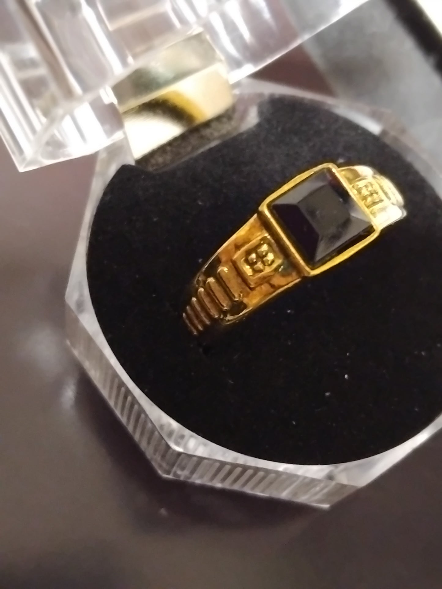 Black and gold centre peace signit rings