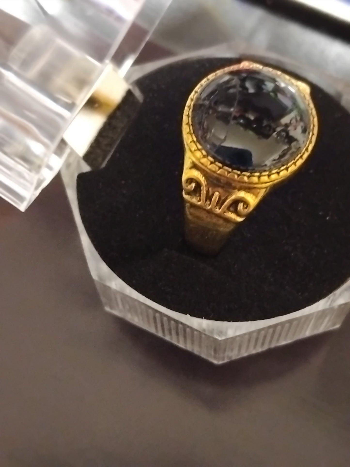 Black and gold centre peace signit rings