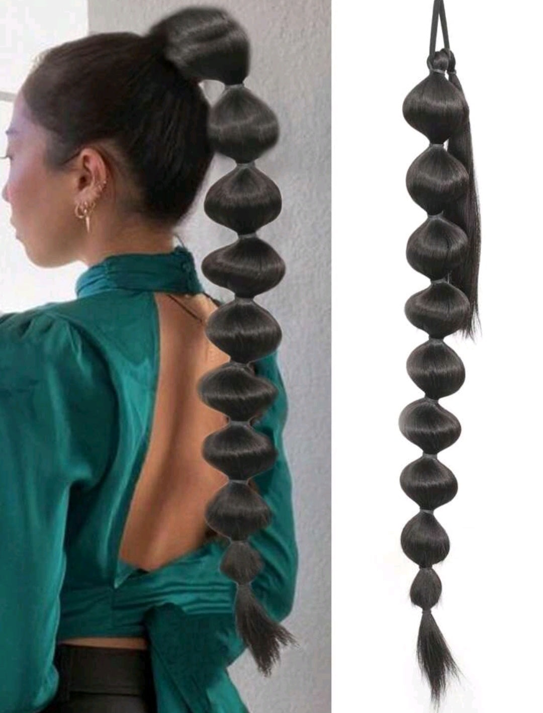 Bubble pony tail 30 inch black