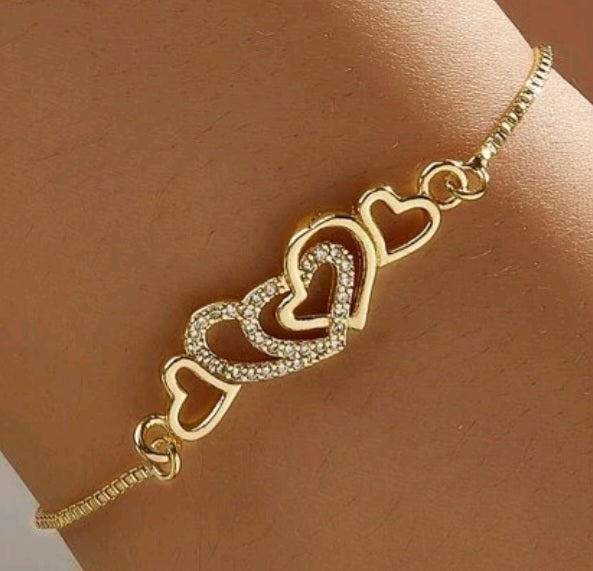 Rhinestone heart bracelet
