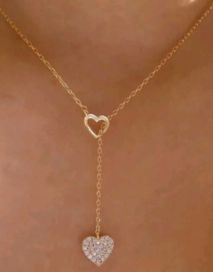 Heart drop rhinestone necklace