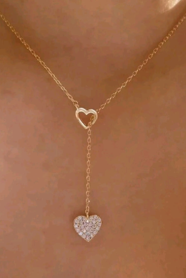 Heart drop rhinestone necklace