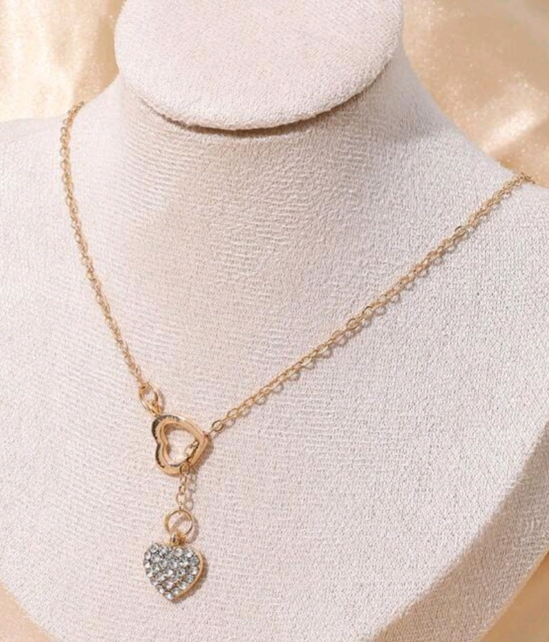 Heart drop rhinestone necklace