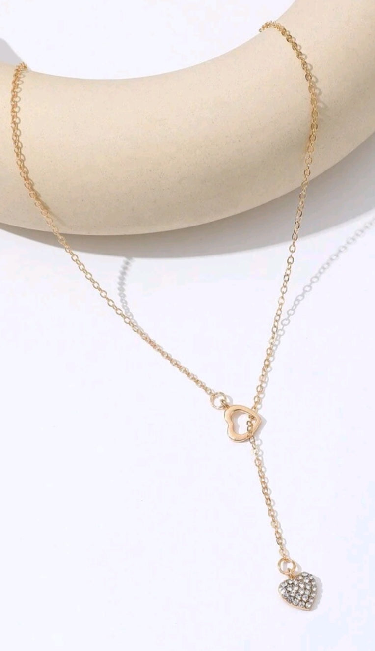 Heart drop rhinestone necklace