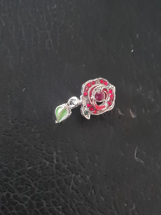 Bell Red rose charm