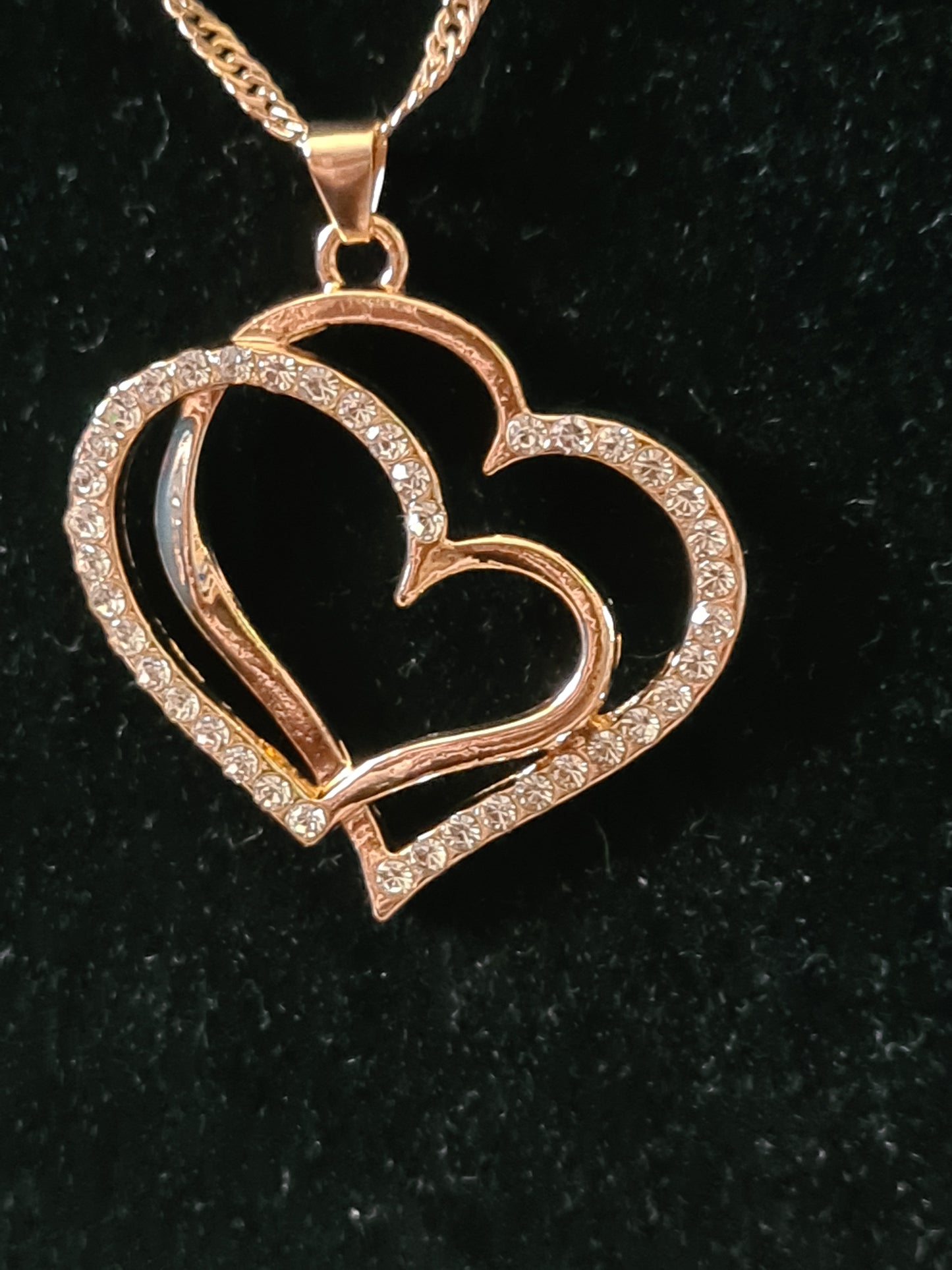 Double heart rhinestone