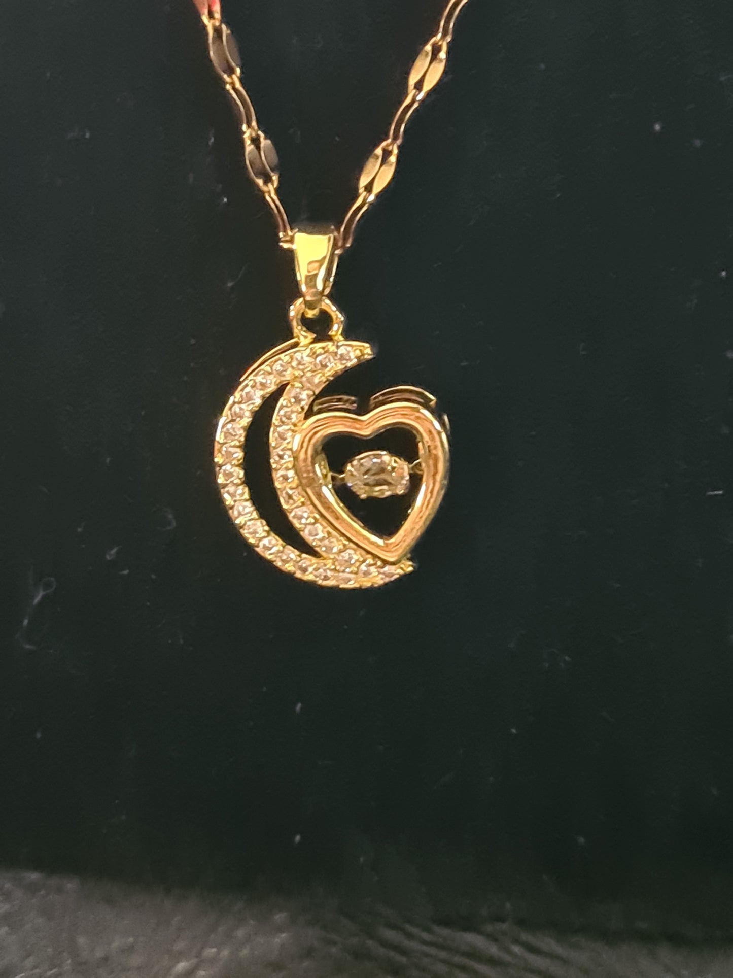 Heart moon necklace