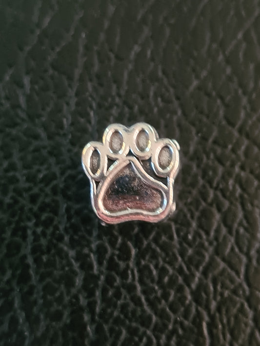 Dog paw silver charm