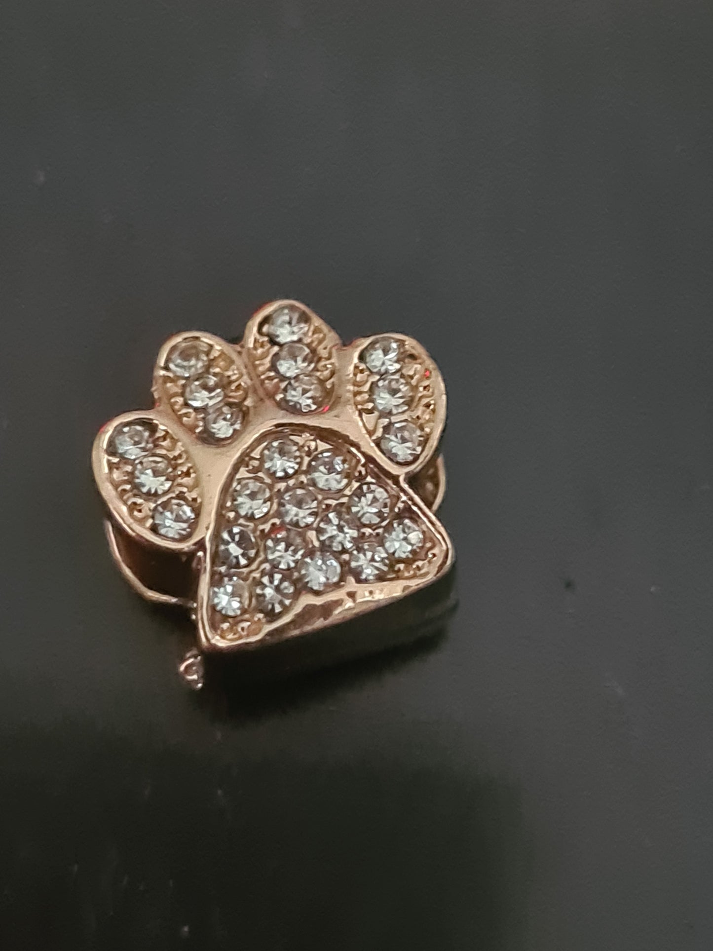 Rose gold gem paw charm