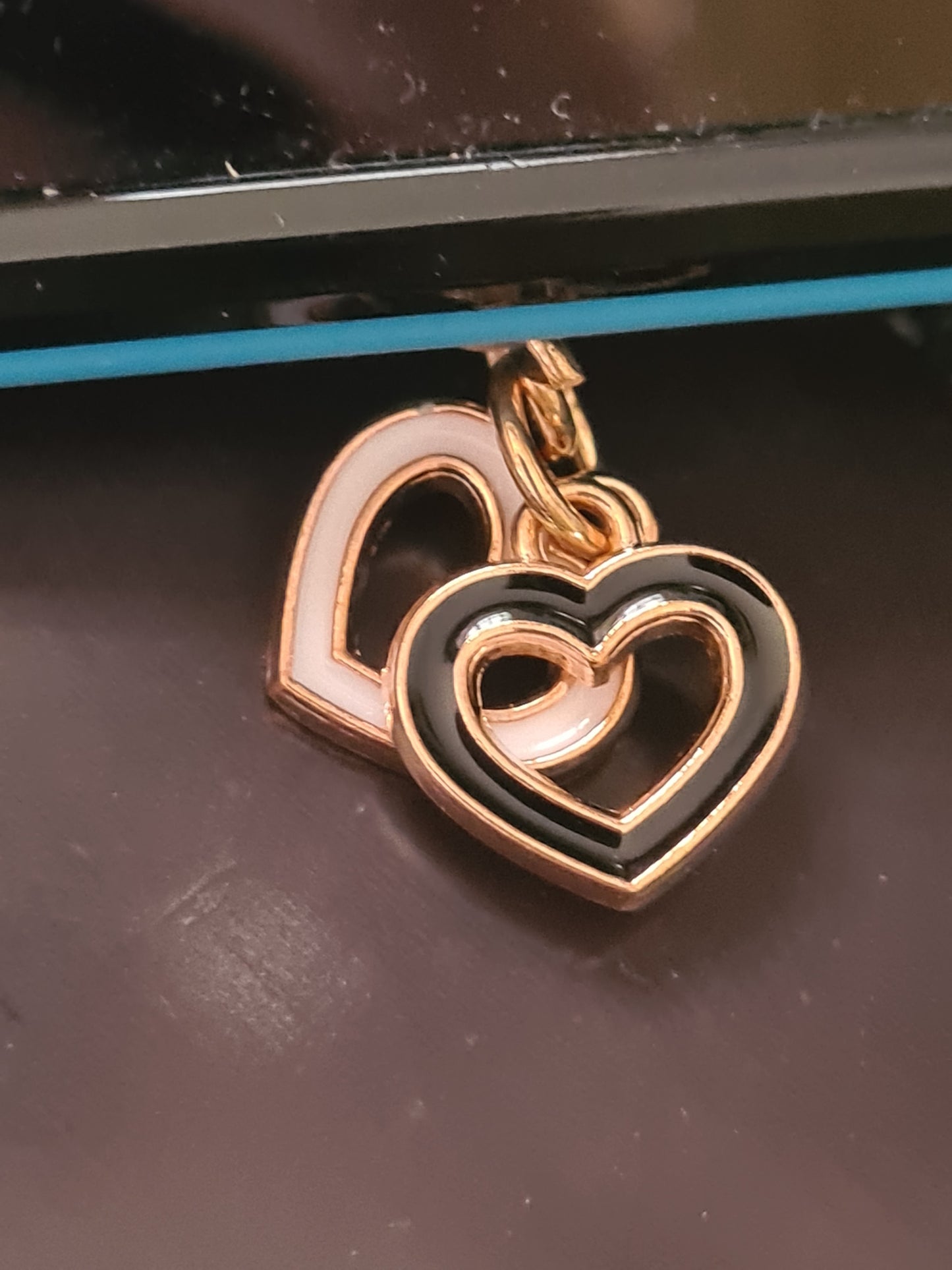 Double heart phone charm