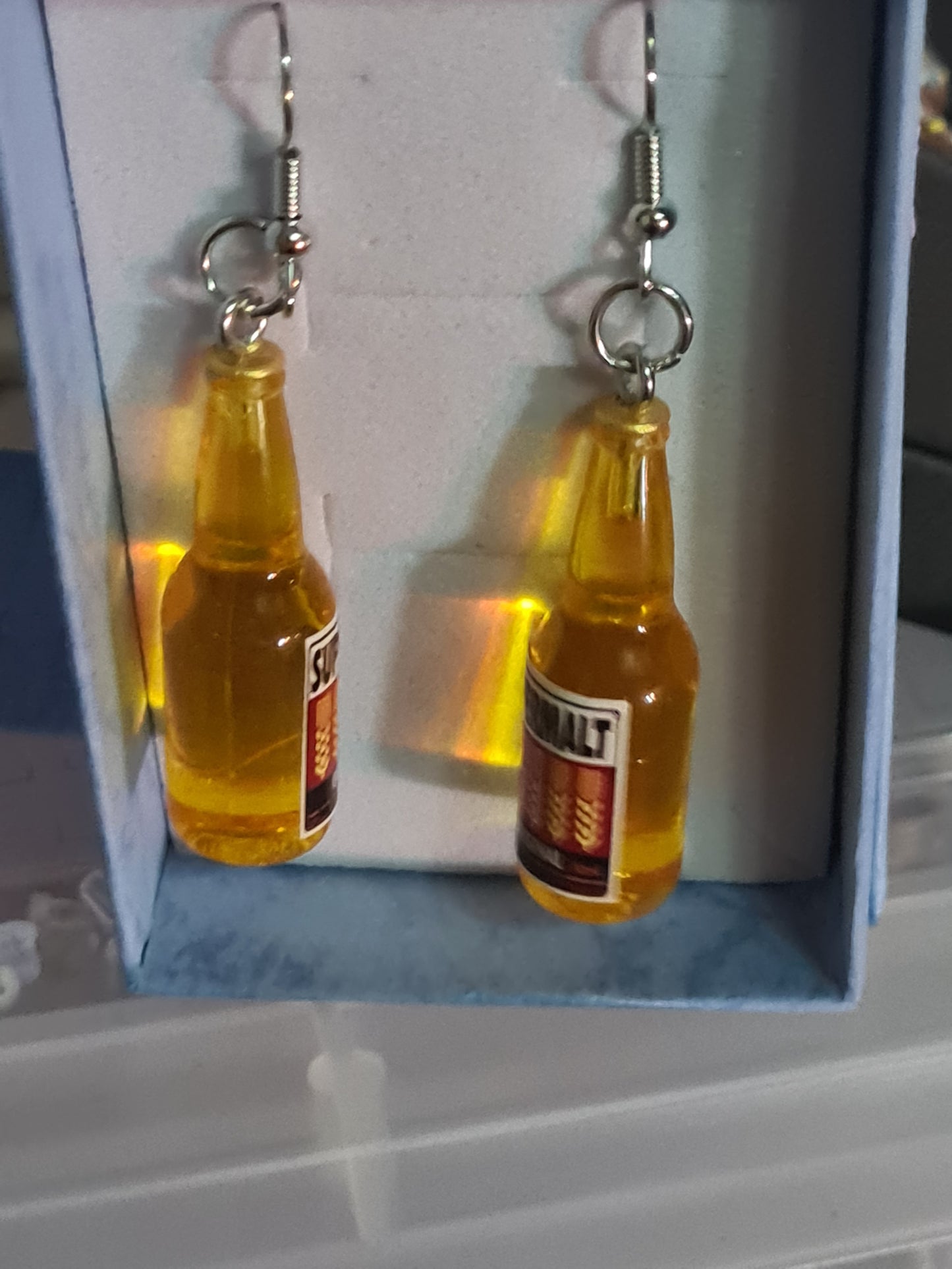 Beer bottle earrings