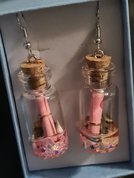 Letter in a bottle earrings