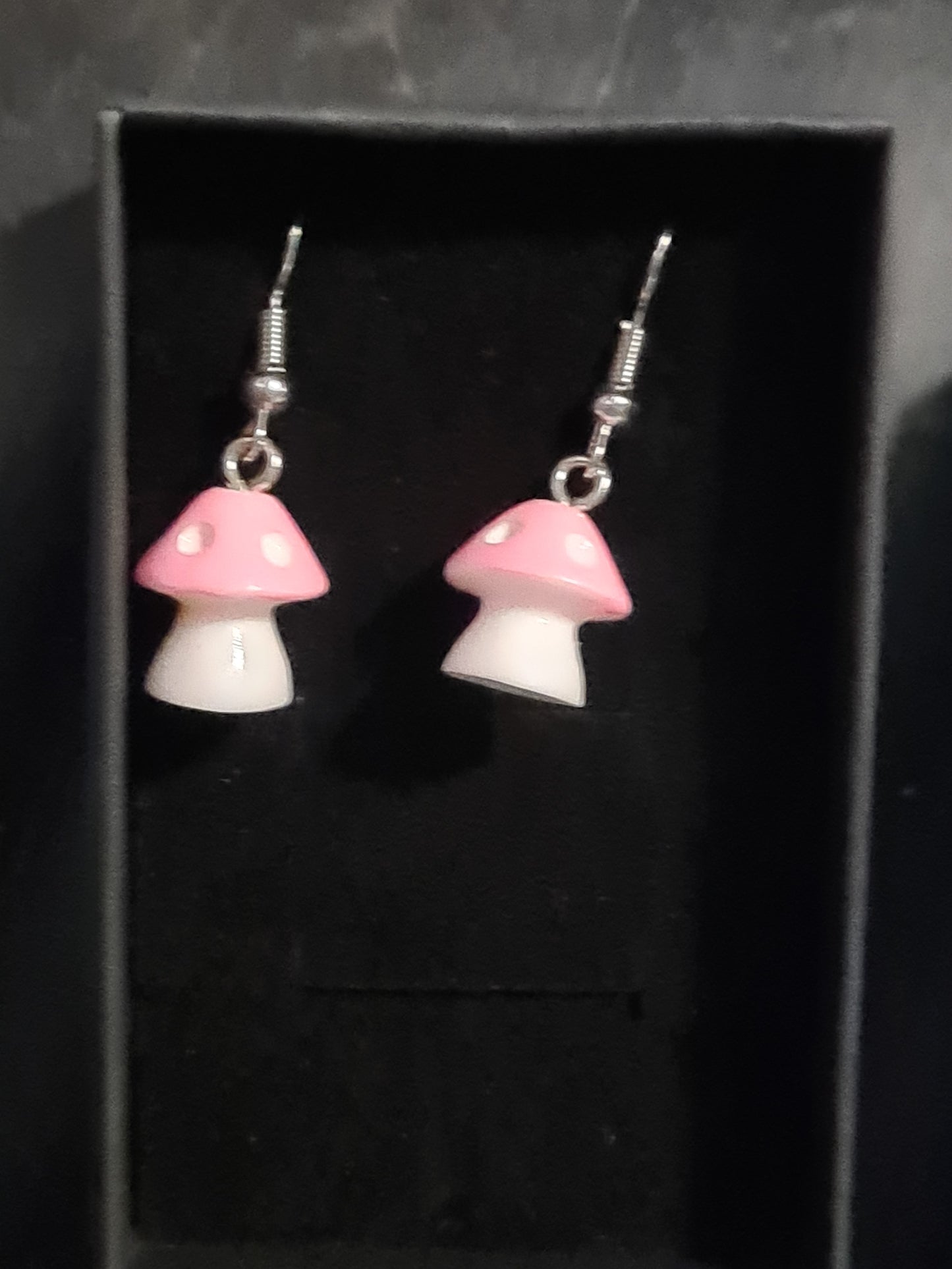 Pink mushroom earrings