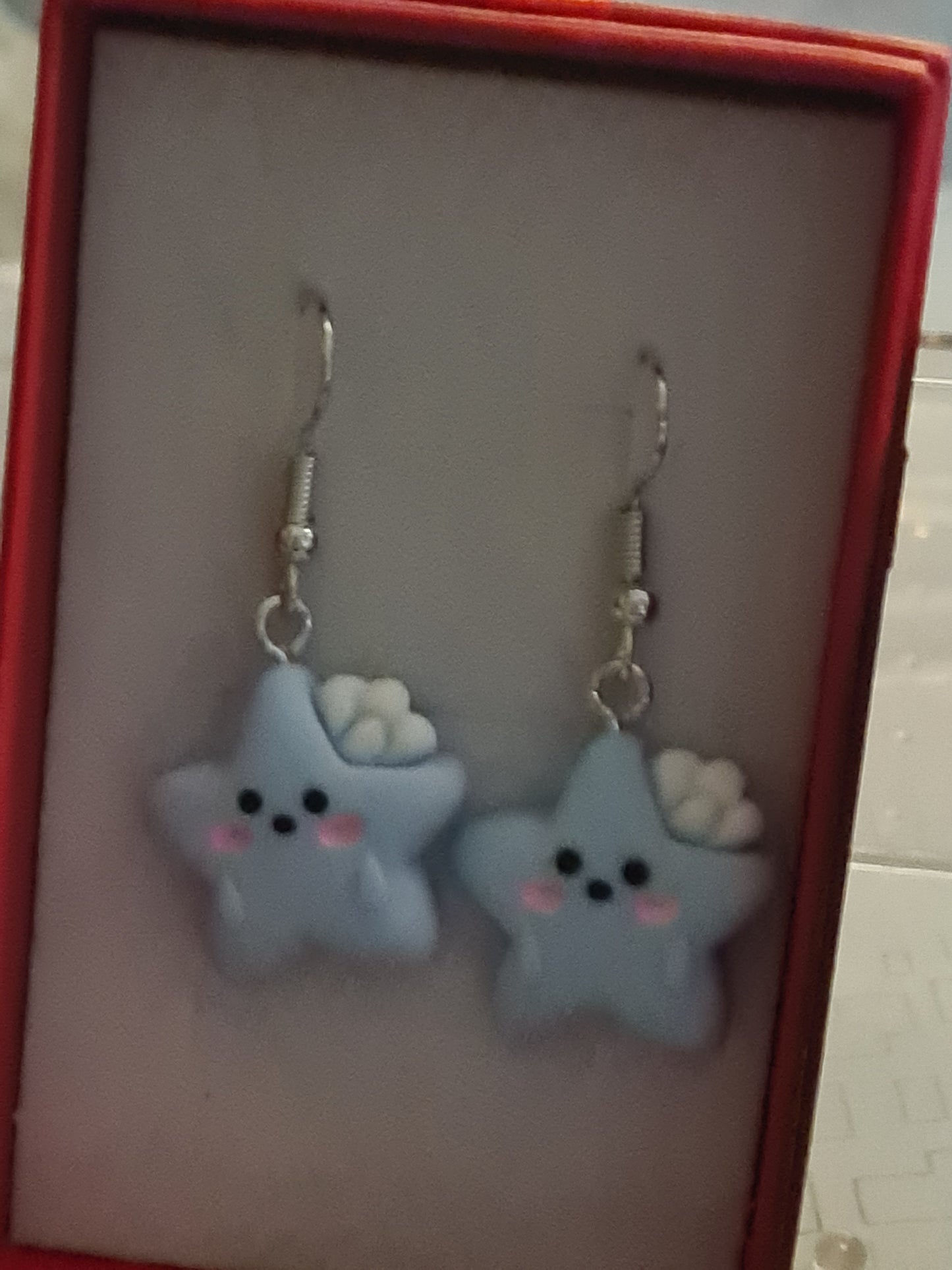 Blue star earrings