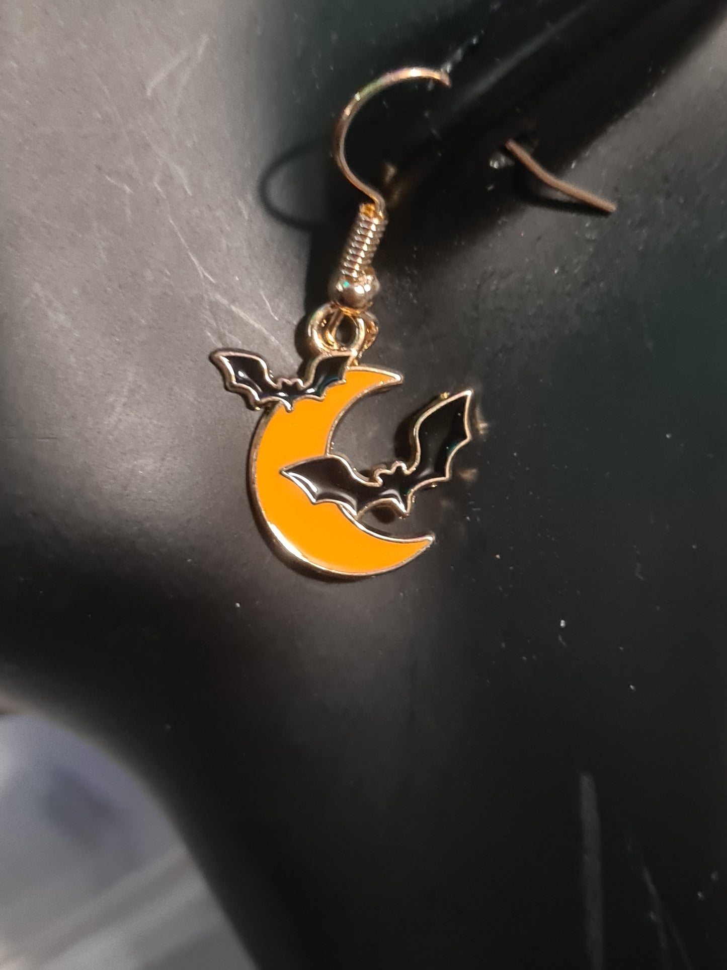 Orange moon earrings