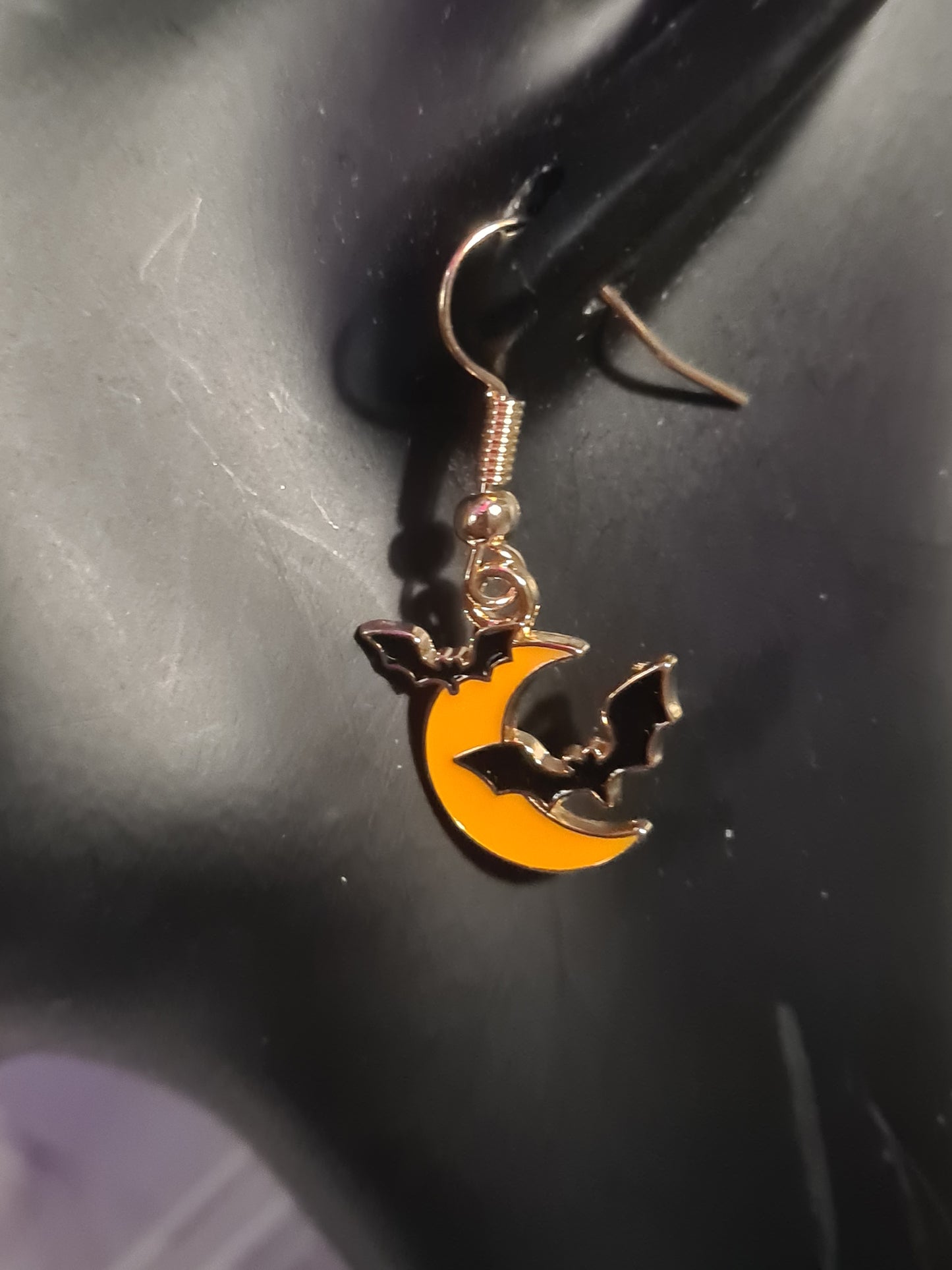 Orange moon earrings