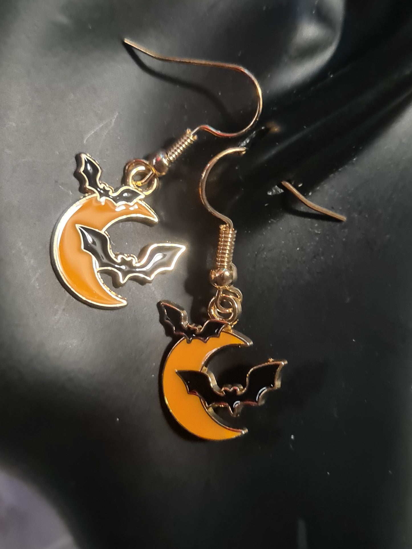 Orange moon earrings