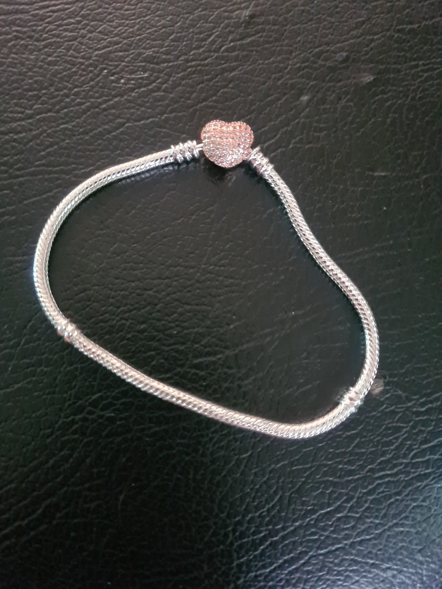 Rhinestone heart lock charm bracelet