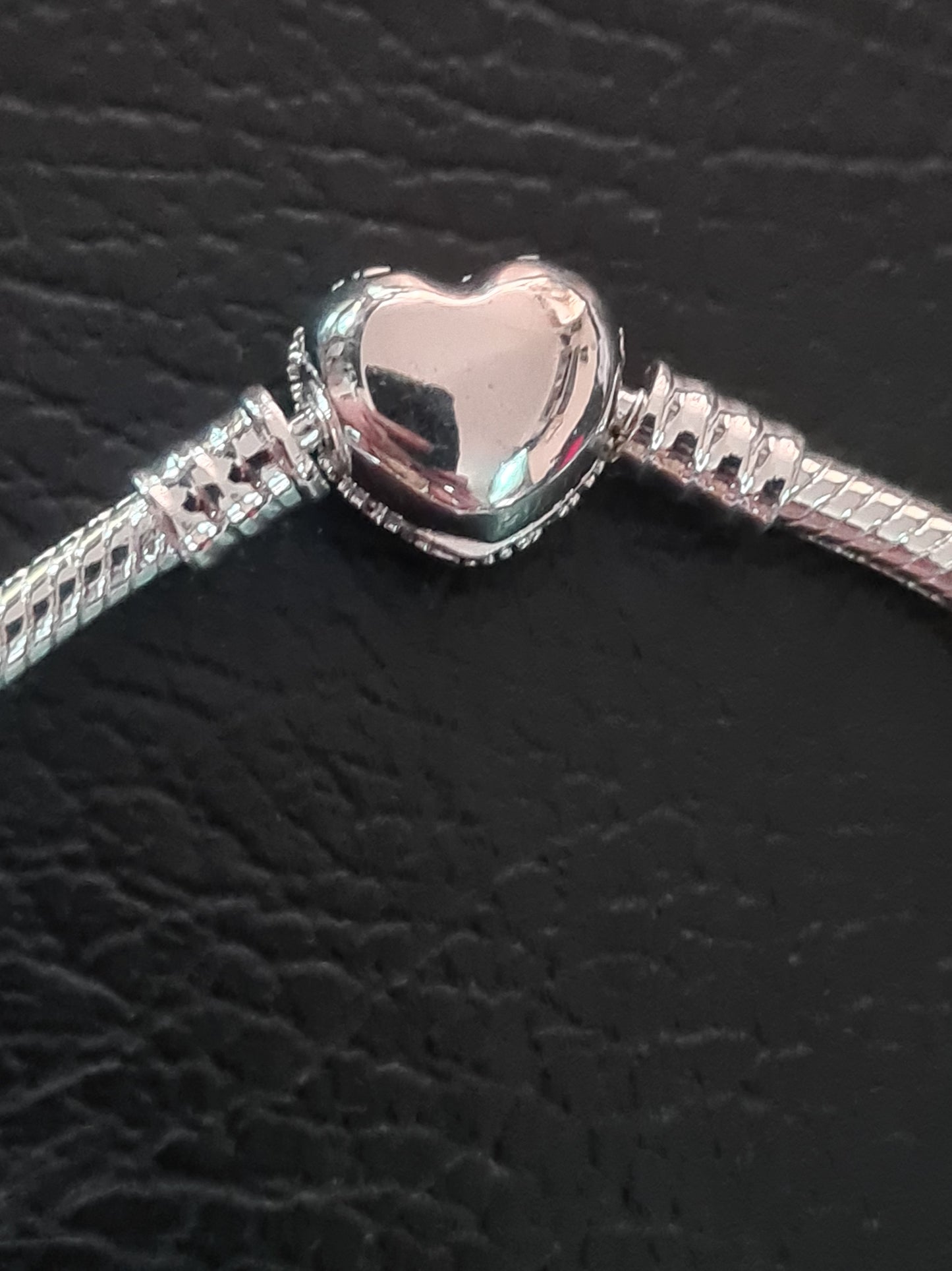 Rhinestone heart lock charm bracelet