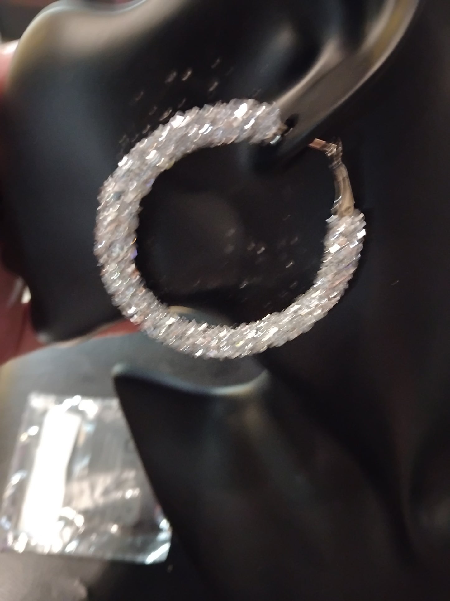 Silver glittery hoops