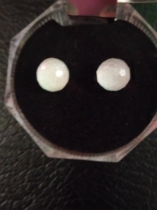 White crystal ball studs