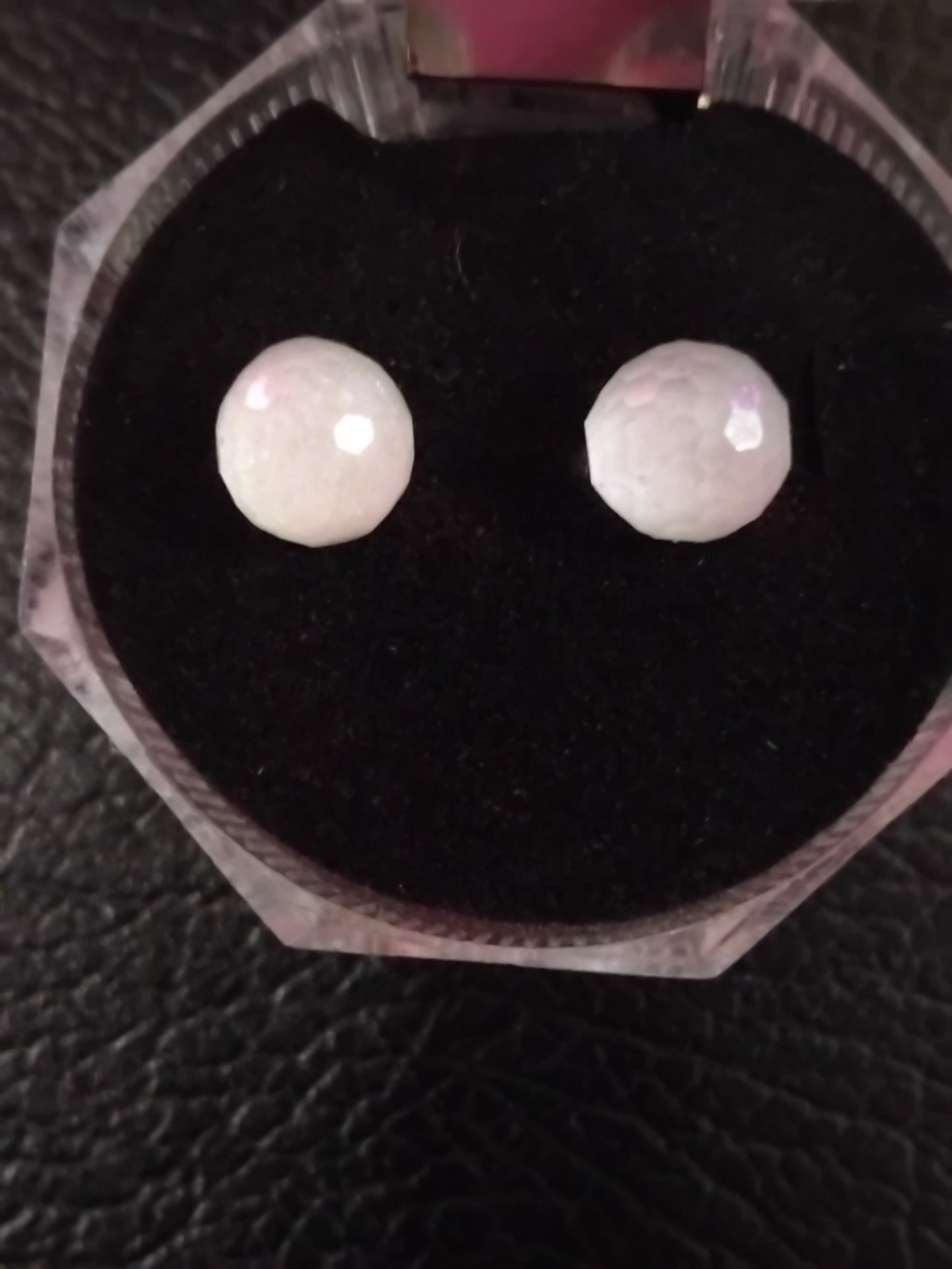 White crystal ball studs