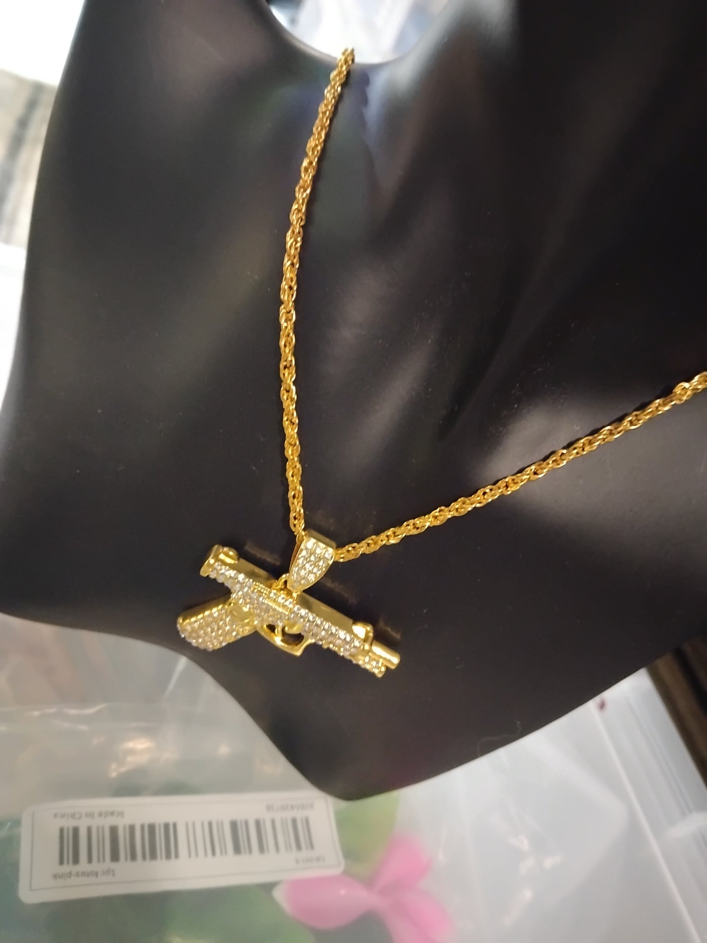 30 inch gold plated chain with large pendant