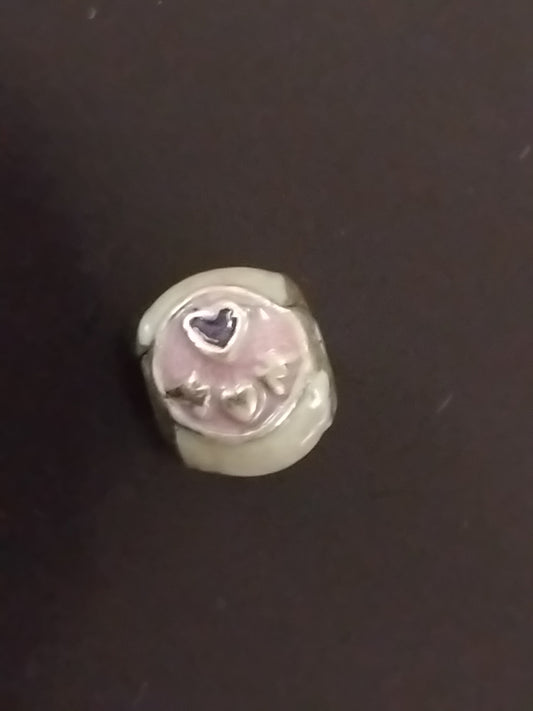 Hand painted white heart charm