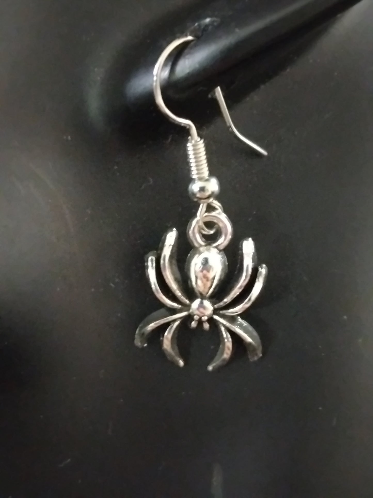 Silver spider earrings