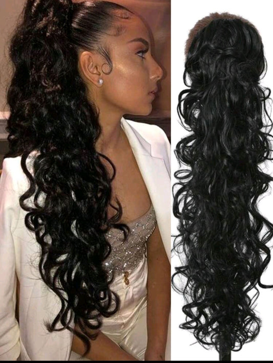 Black curly clip extension