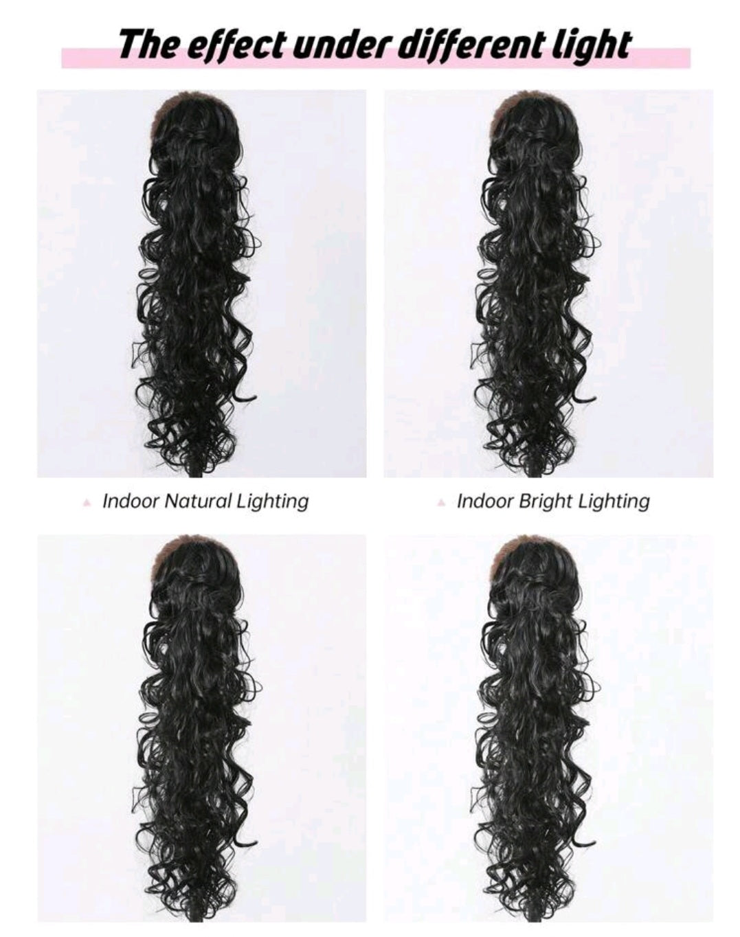 Black curly clip extension