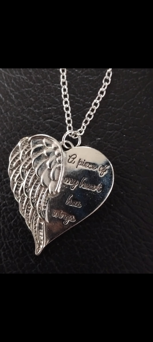 A piece of my heart has wings necklace