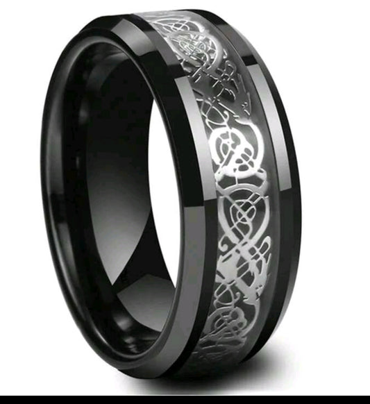 Men's black band ring