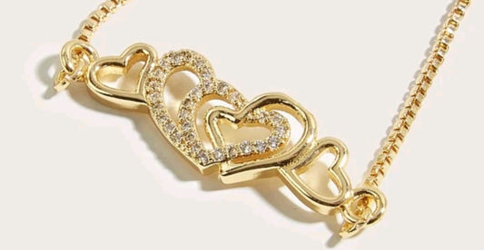 Rhinestone heart bracelet