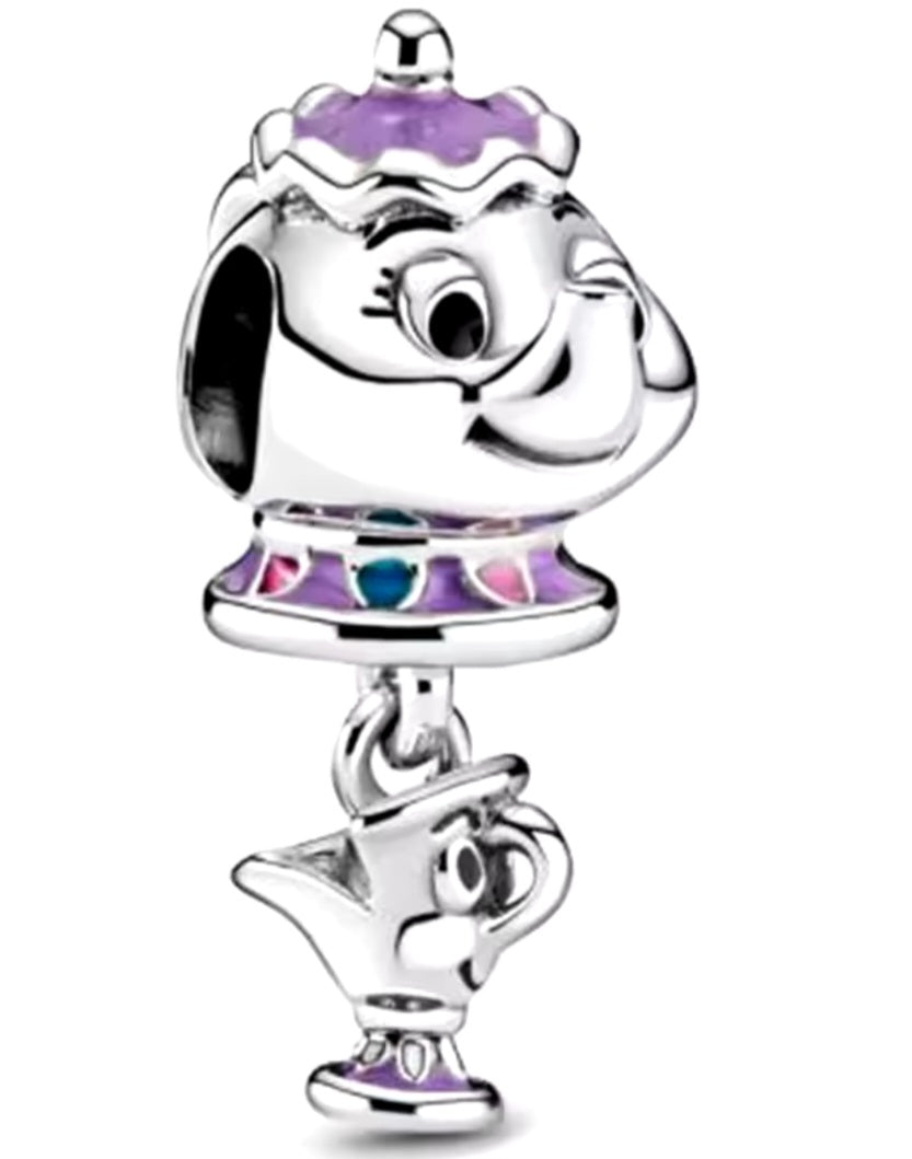 Dangly miss tea pot beauty and beast charm