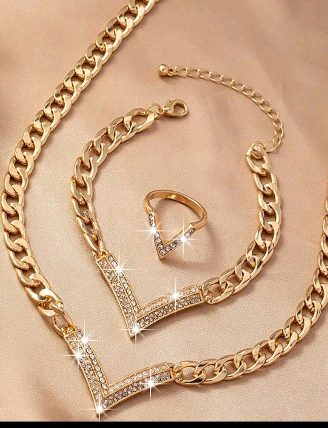 V cuban rhinestone set