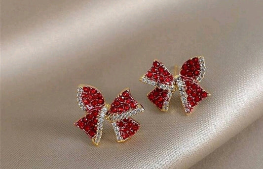 Red bow earrings